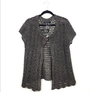 New Jones New York olive green net Cardigan